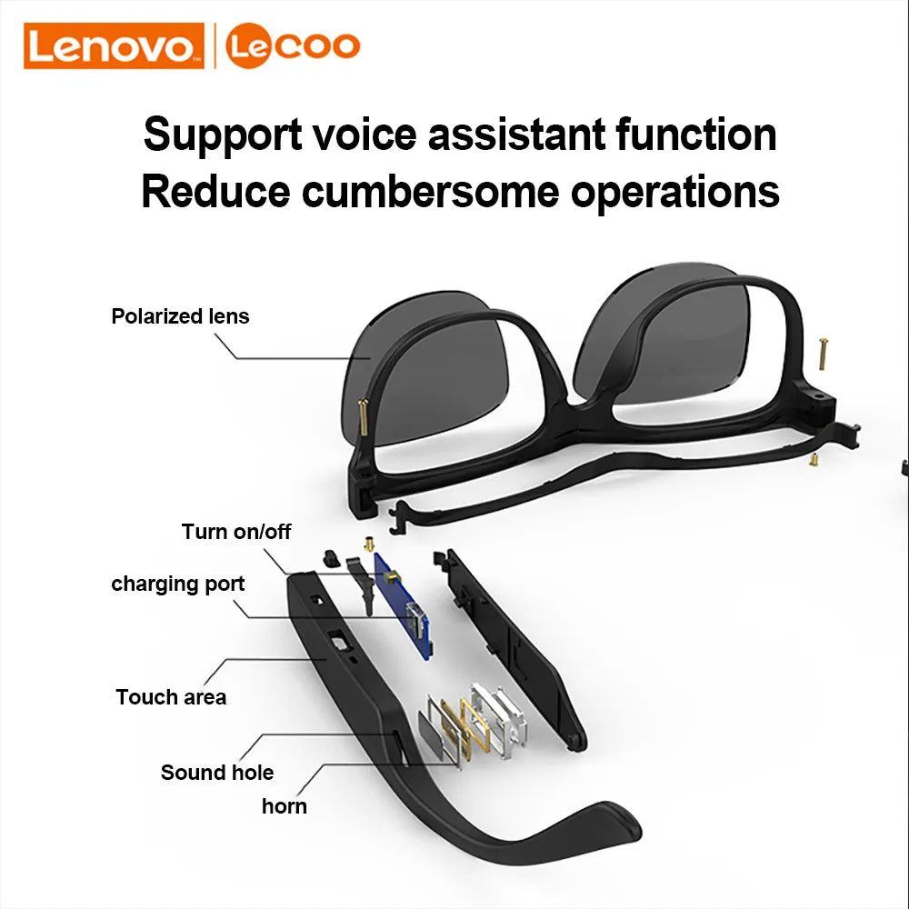Lecoo C8 Smart Glasses Headset Wireless Bluetooth Sunglasses Outdoor Sport Earphone Calling Music Anti-Blue Eyeglasses