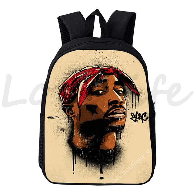 2Pac Tupac Backpack Bookbag Children Rucksack 12in