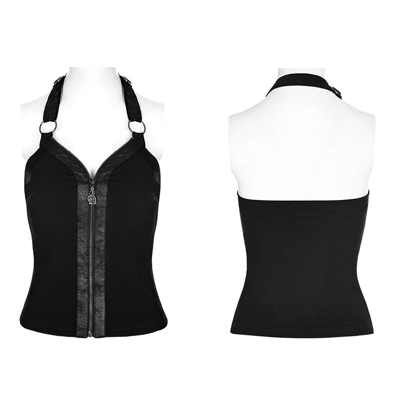 Women's Gothic Crack PU faux Leather Camisole Simple  Sexy Women Vest Tops