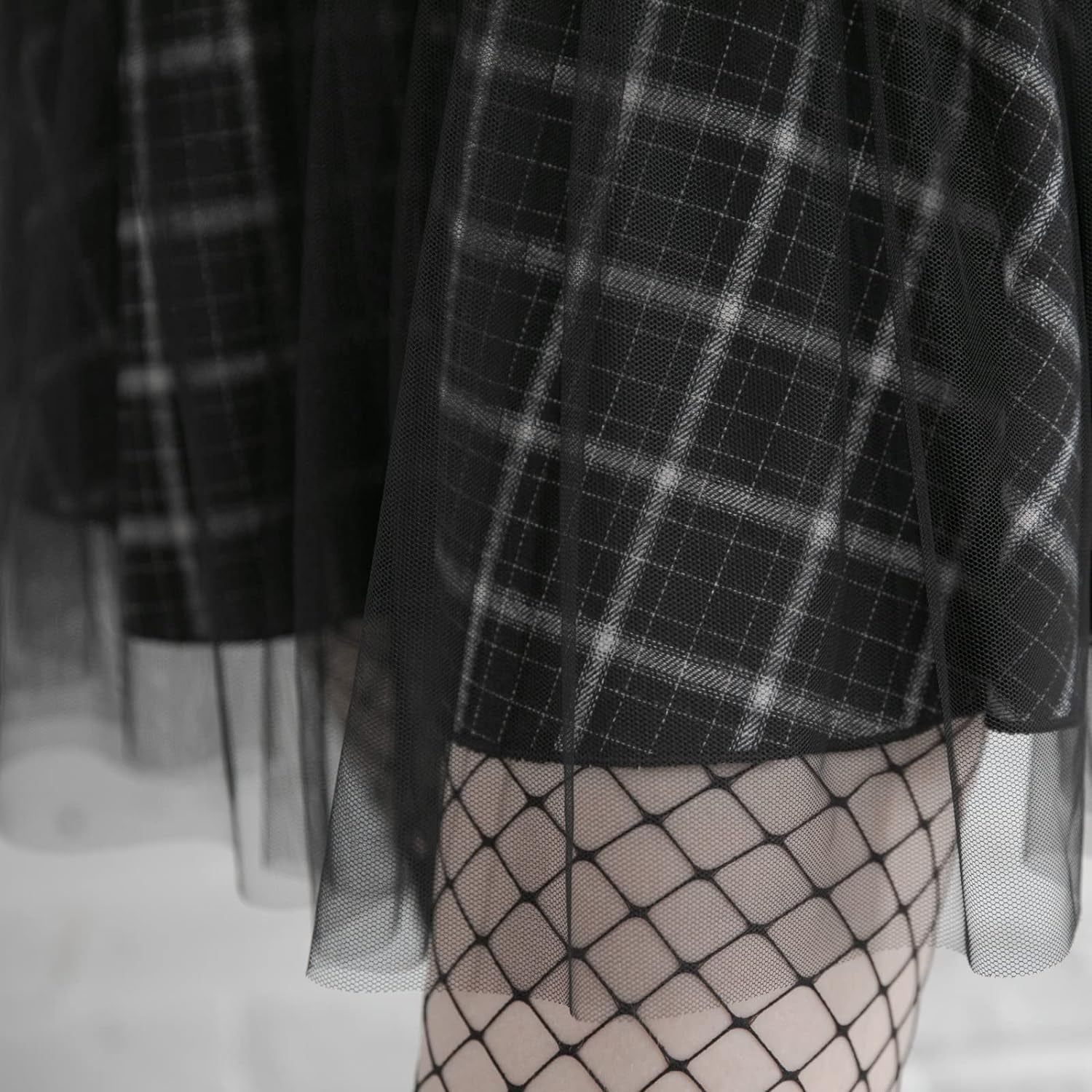 Women Gothic Skirts Mini Plaid Skirt  High Waist A-Line  Skirt