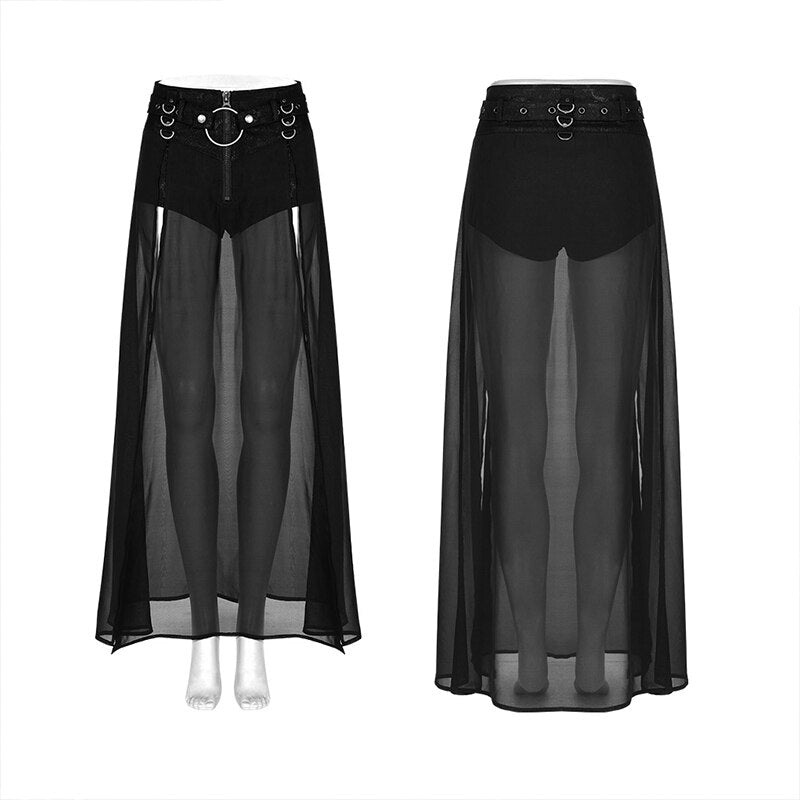 Women's High Waist Two-Pieces Half Skirt Split Hem 