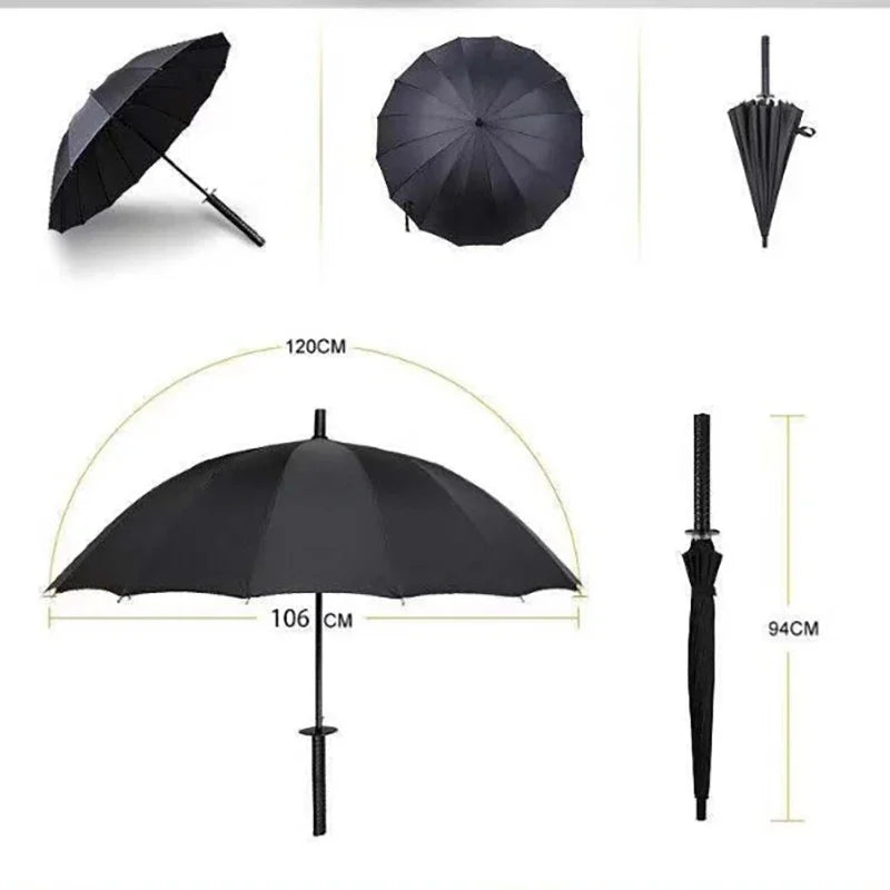 Katana Umbrella  Black Large Sword Umbrella  Windproof Samurai Sword Umbrellas 