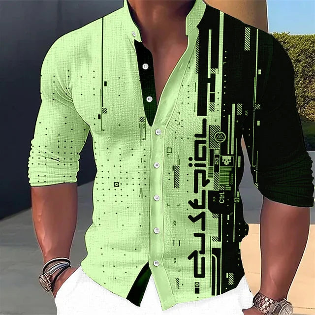 Light Luxury Fashion 2024 Men'S Shirts Single Breasted Shirts Pattern Printed Long Sleeve Tops Men'S Clothing Prom Cardi