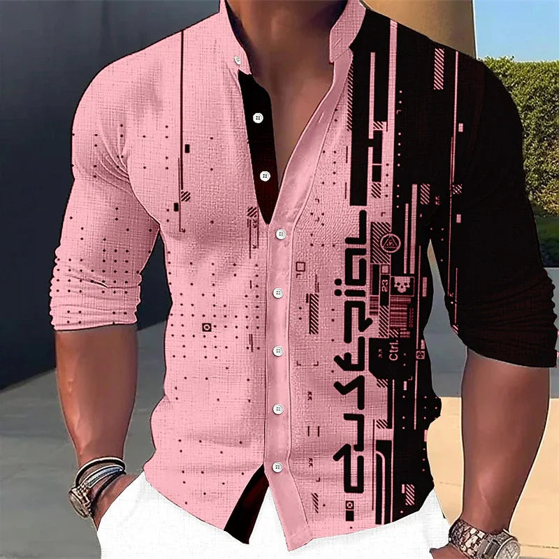 Light Luxury Fashion 2024 Men'S Shirts Single Breasted Shirts Pattern Printed Long Sleeve Tops Men'S Clothing Prom Cardi