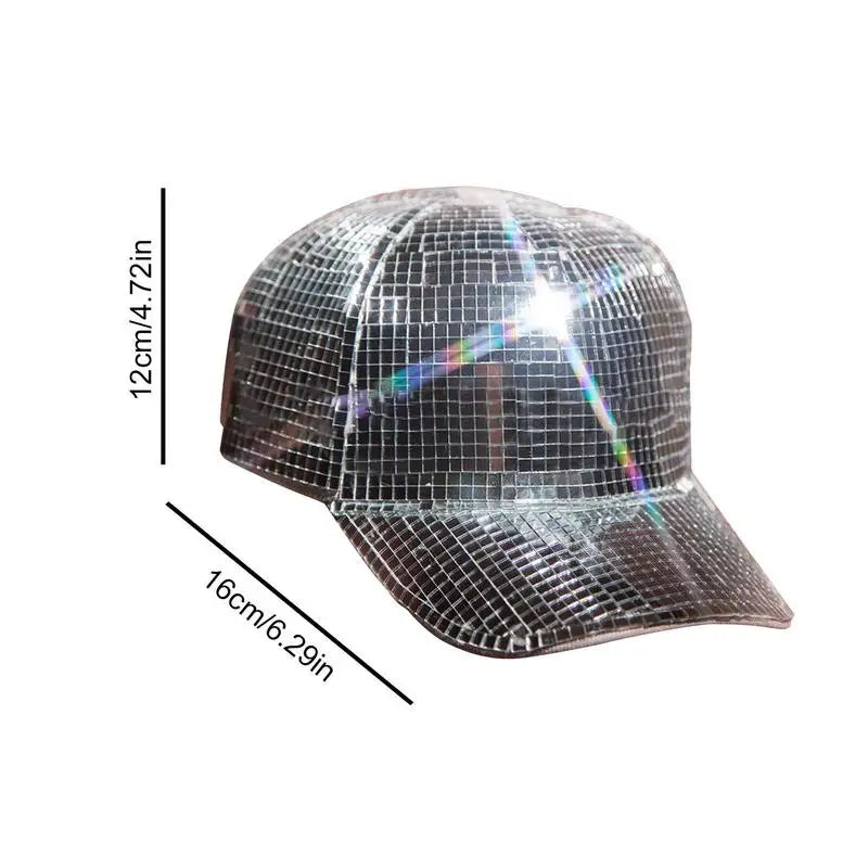 Mirror Ball  Sparkly  Baseball Hats Disco Ball Caps 
