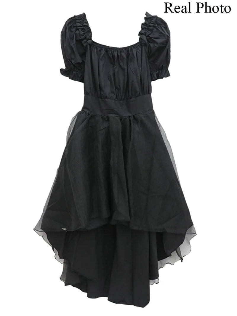 Harajuku Y2K Cyber Alt Dress E Girl Ruffle Hepburn Kawaii Ropa Fairycore Irregular Black Gothic Dresses Emo Mini Lolita Vestidos